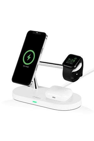 Aircharger Quattro M Magsafe Uyumlu Iphone+applewatch+airpods Led Li Kablosuz Hızlı Şarj Standı