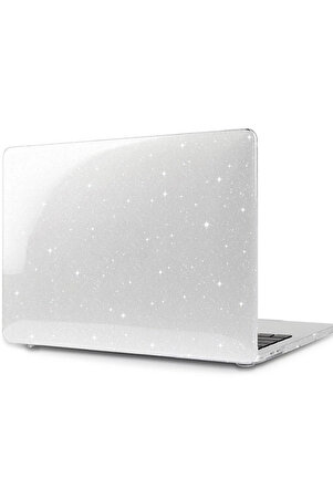 Macbook Air 13.3 (M1 ÇİP) A1932 A2179 A2337 Uyumlu Simli Şeffaf Koruyucu Kılıf Crystal Star