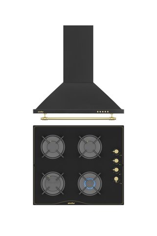Simfer Retro Siyah 2'li Cam Ankastre Set (Ocak + Davlumbaz)
