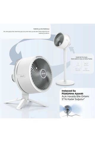Shark Portatif Ayaklı Fan & Vantilatör Beyaz 36 W, Kablosuz, Uzaktan Kumandalı, 5 Hızlı Masaüstü ve Ayaklı Fan