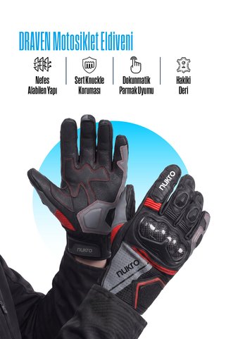 Nukrotech DRAVEN 3" Mevsim Deri Eldiven Sertifikalı