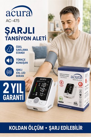 Acura Ac-475 Şarjlı, XXL Manşetli Türkçe Konuşan Koldan Tansiyon Aleti