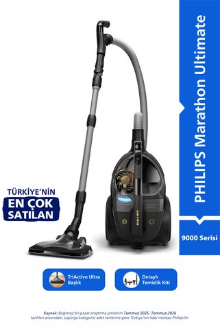 Philips Marathon Ultimate Toz Torbasız Elektrikli Süpürge, PowerCyclone 10, TriActive Başlık,XB9145/07