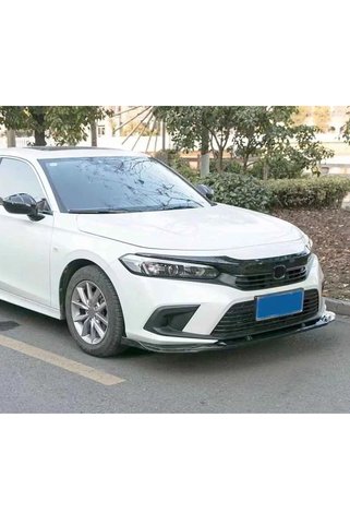 HasAkman Honda Civic FE1 2022 2023  Uyumlu 3 Parça Ön Lip Ön Ek Plastik