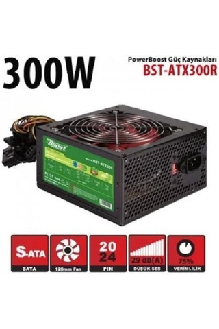 Universal POWERBOOST BST-ATX300R 300W Atx PSU 12 Cm Kırmızı Fan RETAIL BOX (KUTULU)