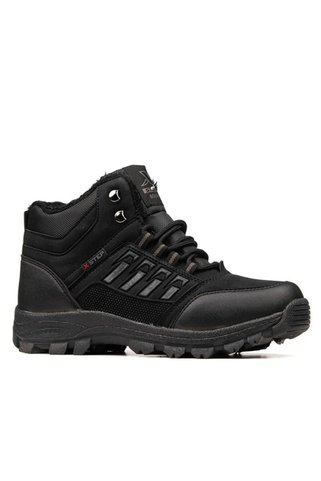 XStep UNİSEX SİYAH İÇİ KÜRKLÜ ANATOMİK TERMO TABAN OUTDOOR BOT AYAKKABI