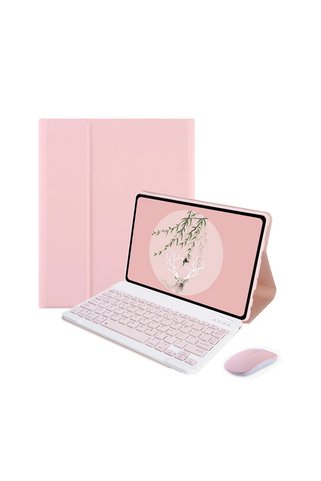 Microcase Samsung Galaxy Tab S6 Lite P610 ile uyumlu Bluetooth Klavye ve Mouse + Standlı Kılıf - BKK6 Pembe