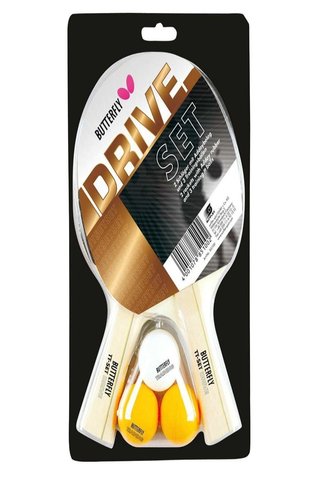 BUTTERFLY Drive TT Masa Tenisi 2 Raket + 3 Top Set