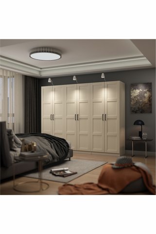 DEKOREX Mnt611 Beyaz 6 Kapaklı Gardırop
