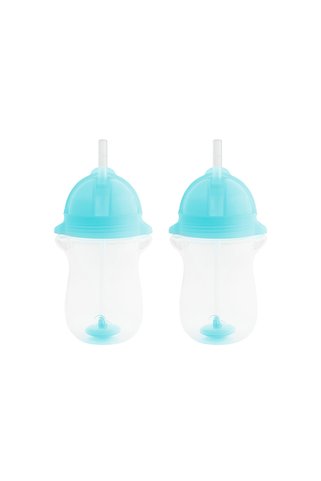 Munchkin Tıklama Kilitli Uçlu Pipetli Alıştırma Bardağı,12ay , 296ml, Mor & Yeşil , 2li Paket