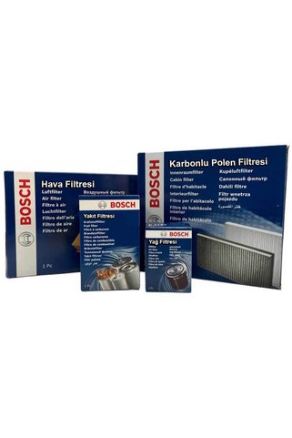 Bosch Ford Courier 1.5 1.6 TDCI Dizel Bosch Filtre Bakım Seti 2014-2017 Hava+Yağ+Yakıt+Karbonlu Polen