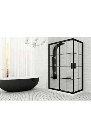 Blackline Siyah Köşe Siyah Çizgili 80x90 Dusakabin H190