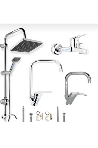 BDL ARMATÜR KCA ROBOT DUŞ SİSTEMİ BANYO LAVABO MUTFAK MUSLUĞU ÇEŞMESİ BATARYASI 4’LÜ FULL SET