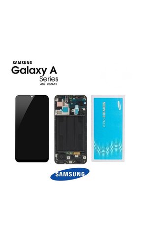 Samsung Galaxy A50 A505 Uyumlu Lcd Ekran Dokunmatik Siyah Servis Çıtalı GH82-19714A