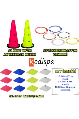 Kodispa 40'cm Hunili Kare Çanaklı 3'lü Antrenman Seti