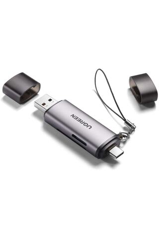 Ugreen 50706 Type-c Ve Usb 3.0 Sd Tf Kart Okuyucu, Gri
