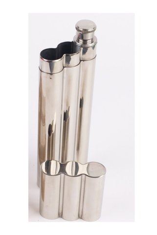 PERLOTUS 2 Oz Çelik Içki Mataralı Ve Puro Kılıflı Tekli Şık Set Yılbaşı Hediyesi