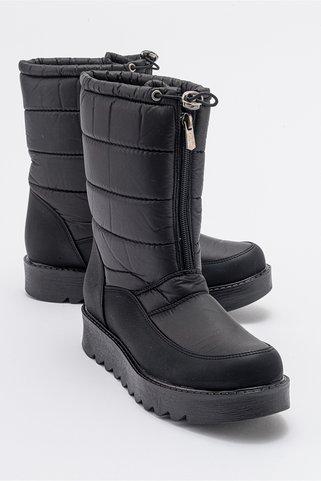 LuviShoes Vay Siyah Fermuarlı Kadın Kar Botu