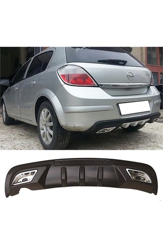 MKG Otomotiv Opel Astra H Uyumlu Difüzör Difizör Siyah + Kare Egzoz Görünüm C Tip 2004 - 2009