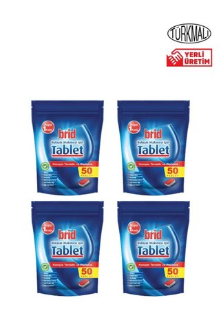Brid BULAŞIK MAKİNESİ TABLETİ BRİD 50 ADET X 4 LÜ PAKET (200 ADET)