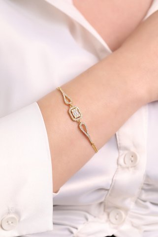 ADA LİFE GÜMÜŞ 925 Ayar Gümüş gold Baget Taşlı Bileklik