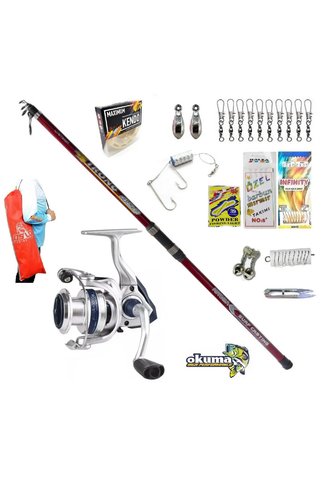 Okuma Aria-6000a Remixon Strong 420 100-250gr Profesyonel Kıyı Olta Takımı Seti
