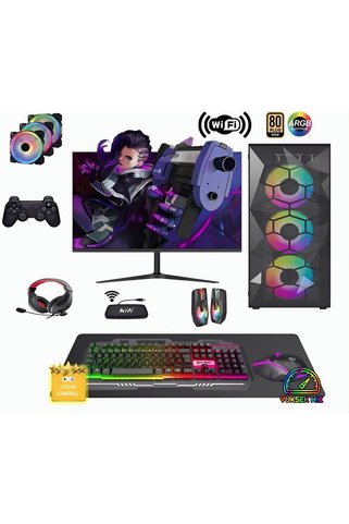 Gaming Game CacheX Rx45K Amd Ryzen 5 5500 32GB 1tb SSD RX6600 24" Oyuncu Masaüstü Bilgisayar