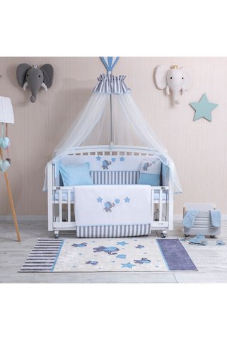 Mini Baby Aqua Mavi Cibinlikli Uyku Seti 60x120