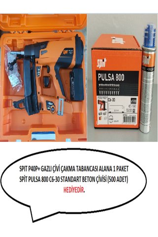 SPİT Spıt P40p Gazlı Çivi Çakma Tabancası Alana 1 Paket Spit Pulsa 800 C6-30 Standart Çivi