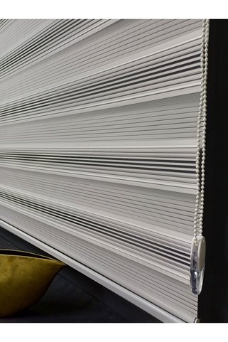 venedik home Stor Zebra Perde Özel Seri Beyaz Üzeri Gri Ve Siyah Renk Geçişli Micro Pliseli