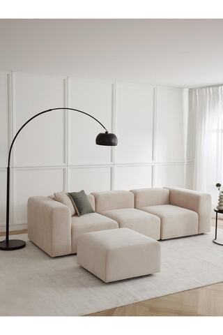 S Home Design Concept Pietro 4 Modül Modüler Kanepe Köşe Koltuk Takımı, Yönsüz Kadife, Bej