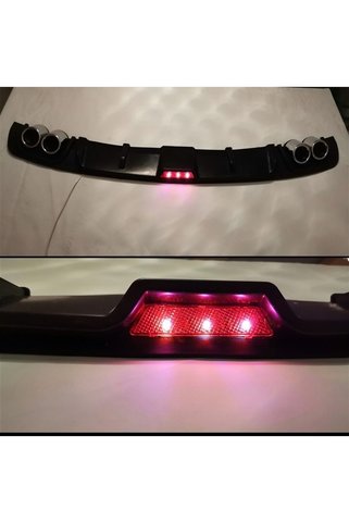 FV-TUNİNG Her Araca Uyumlu Arka Tampon Eki 4 Çıkış Egzozlu Difüzör Pianoblack Ledli