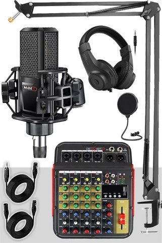 Midex Lastvoice Rec paket-3 Stüdyo Kayıt Paketi Mx-2020 Mikrofon Phantomlu mikser kulaklık Stand filtre
