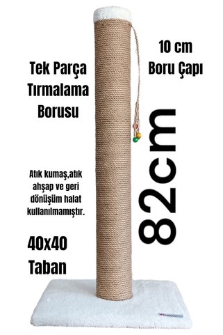 Lena Pet 82cm Büyük Boy Kedi Tırmalama Tahtası Tek Parça 10cm Boru Çapı Ekru