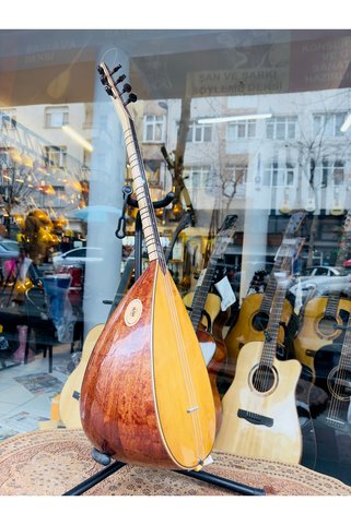 PENA MÜZİK Kısa Sap Üst Seri Tam Profesyonel Maun Bağlama 40 Tekne Jak Girişli