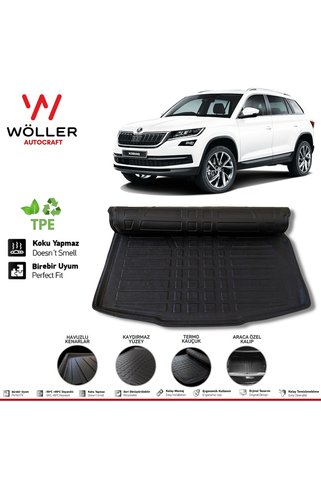 wöller Skoda Kodiaq Bagaj Havuzu 2017 2024 Arası Uyumlu 3D Ultraflex Esnek
