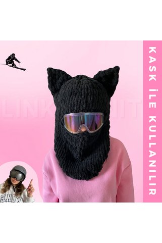 linka Kedi Kayak Maskesi & Balaclava,Kayak Kaskı Maskesi, Kask Kılıfı, Snowboard Maskesi