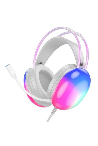 Fogy Gaming W109 Kulak Üstü Oyun Kulaklığı, 3,5 mm bağlantı / USB RGB LEDLİ BEYAZ
