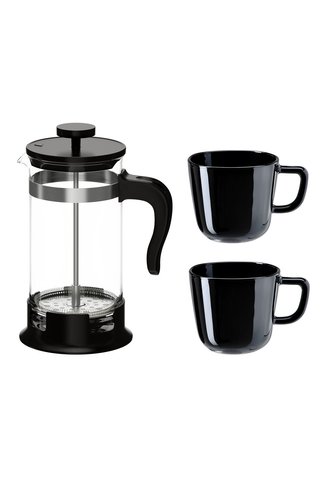 IKEA Filtre Kahve Seti - 1 Adet Frenchpress 1000 ml ve 2 Adet Kupa 370 ml