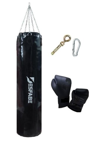 desfabe Boxing Star 150x38 Cm Zincirli Boks Kum Torbası Siyah Askı Aparatı Boks Eldiveni
