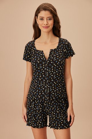 SUWEN Nova Gömlek Yaka Şort Pijama Takımı
