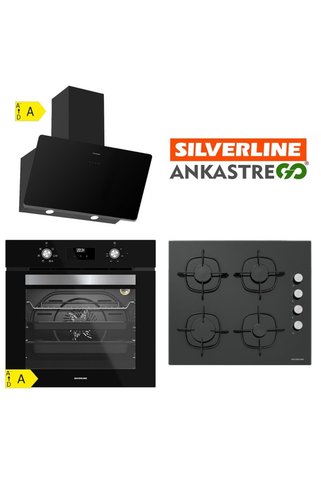 Silverline Siyah Cam Ankastre Set (3457 Soho 60+cs5335b01+bo6502b02)