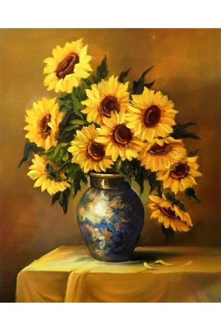 MARCEL SANAT Vazoda Ayçiçekleri Elmas Mozaik Tablo 46x56cm