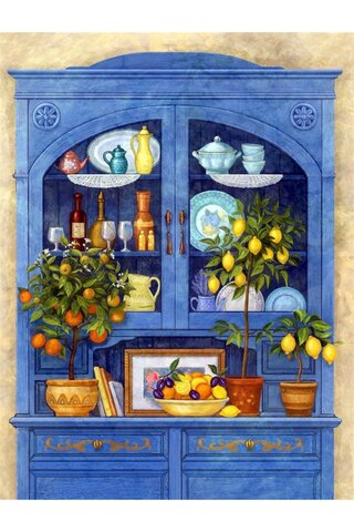 MARCEL SANAT Vintage Mutfak Dolabı Elmas Mozaik Tablo 46x58cm