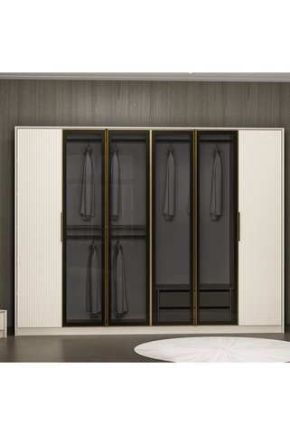 Minar Kale Luxe Soft 6 Kapaklı Mebran Cam Dolap-kumtaşı