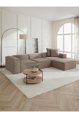 S Home Design Concept Frida 4 Modül Pofidik Modüler Kanepe L Köşe Koltuk Takımı, Keten, Vizon 295x190 Cm