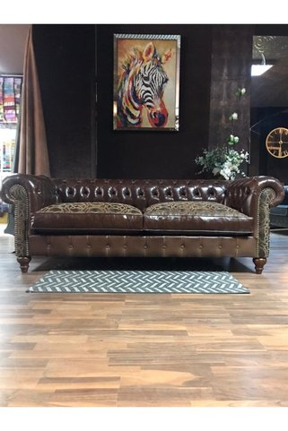 3A Mobilya Brown Pullap Chesterfield
