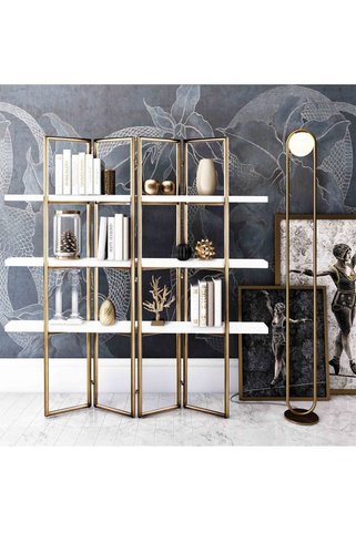 Hitit Dekorasyon Cloe Gold Kitaplık&duvar Rafı