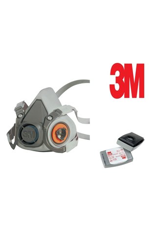 3M 6200+6038 Duman Egzoz Toz Ozon İçin Yarım Yüz Maske (Filtre İle Beraber)