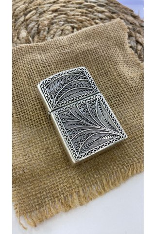 Midyat Artuklu Gümüşçülük Telkari Zippo Gümüş Çakmak Kılıfı